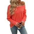 thumbnail image 1 of Women'S Fall Sweaters 2025 Casual Crew Neck Contrast Long Sleeve Knit Pullovers Jumper Tops Red M, 1 of 9