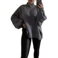 thumbnail image 1 of Women'S Fall Turtle Neck Oversized Sweaters Long Sleeve Chunky Knit Pullover Tops Winter Fashion Clothes Grey S, 1 of 9