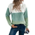 thumbnail image 1 of Women'S Fall Winter Fashion Casual Round Neck Ribbed Knitted Colorblock Drop Shoulder Long Sleeve Sweater Green XL, 1 of 9