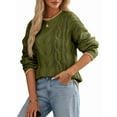thumbnail image 1 of Women'S Fall Winter Fashion Round Neck Long Sleeve Colorblock Sweater Tops Chunky Knit Pullover Sweaters Olive Color S, 1 of 9