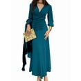 thumbnail image 1 of Women'S Fall Winter Mermaid Cocktail Dresses Long Sleeve V Neck Bodycon Maxi Ruched Waist Dress  Blue XL, 1 of 7