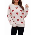 thumbnail image 1 of Women'S Fall Winter Mock Neck Long Sleeve Cute Heart Pattern Loose Knit Pullover Sweaters Color M, 1 of 8