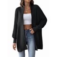 thumbnail image 1 of Women'S Fall Winter Solid Color Casual Oversized Long Sleeve Chunky Knit Cardigan Sweater Jacket Black One Size, 1 of 6