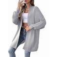 thumbnail image 1 of Women'S Fall Winter Solid Color Casual Oversized Long Sleeve Chunky Knit Cardigan Sweater Jacket Light Gray One Size, 1 of 6