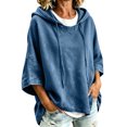 thumbnail image 1 of Women'S Fall/Winter Solid-Color Hooded Mid-Length Sleeve Sports Sweatshirt, 1 of 7