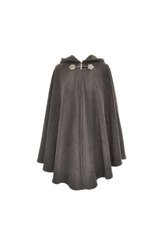 Women'S Fall/Winter Solid Color Horn Button Hooded Cape Wool Shaw for going out Clothing