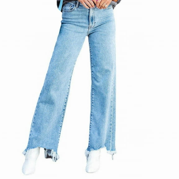 Women'S Fashion Casual High Waist Edge Straight Modified Leg Type Wide Leg Jeans Straight Women Woman on Pants Designer Pants for Women plus Size Women Clothes Denim Womens Jean Jean Pajama Pants
