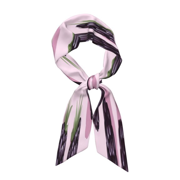 Women'S Fashion Scarf Long Satin Scarf Soft Breathable Sun Protection Hair Scarf Headband Neck Scarf Purse Decoration Blackberry