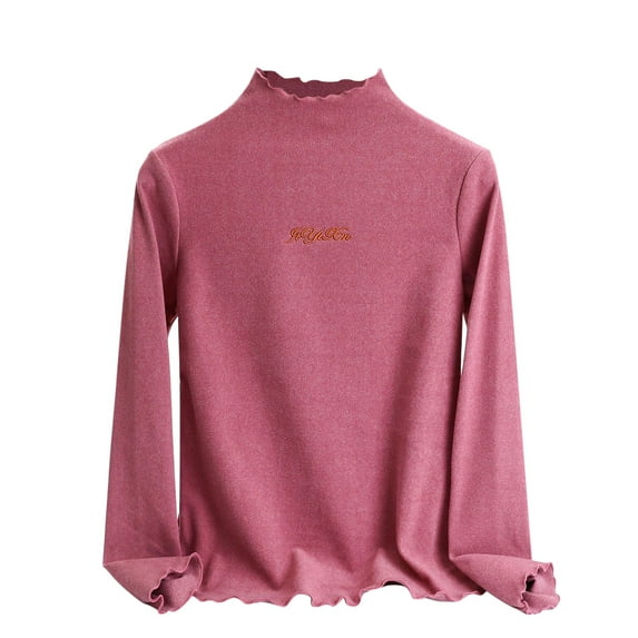 Ahabrexf Underwear for Women Womens Solid Color Round Neck Undershirt Velvet Thermal Underwear Top Thermal Underwear for Women