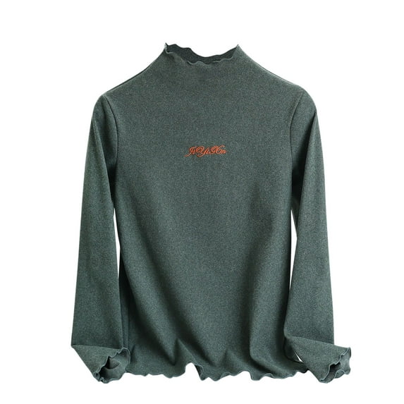 Ahabrexf Underwear for Women Womens Solid Color Round Neck Undershirt Velvet Thermal Underwear Top Thermal Underwear for Women