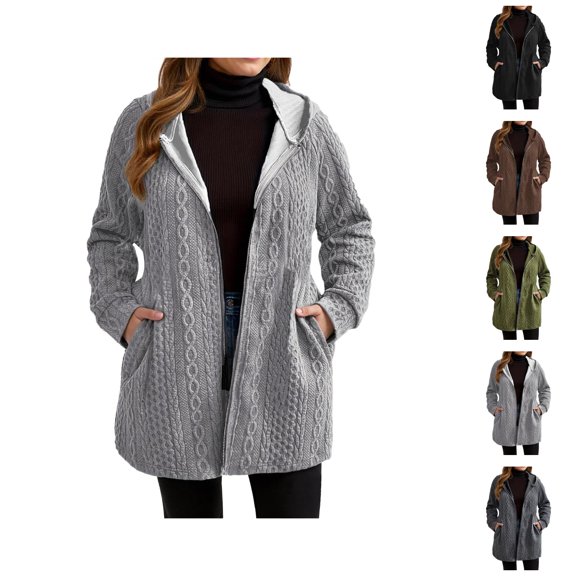 Women'S Fashion Women's Solid Sweatshirt Women's Casual Hooded Sweatshirt Fall Winter Fashion Solid Color Wavy Pocket Loose Fit Hoodie For Daily Wear