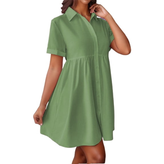 Women'S Fashionable V-Neck Button Down Cardigan Dress For Casual Beach And Summer Wear