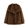 thumbnail image 1 of Women'S Faux Fur Coat Faux Fur Jacket Long Sleeve Lapel Furry Winter Jackets Parka Short Coat Light Brown XS, 1 of 5