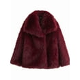 thumbnail image 1 of Women'S Faux Fur Coat Faux Fur Jacket Long Sleeve Lapel Furry Winter Jackets Parka Short Coat Wine Red S, 1 of 5