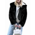 thumbnail image 1 of Women'S Faux Fur Coat Faux Fur Jacket Long Sleeve Lapel Winter Jackets Parka Short Coat Black XXL, 1 of 9