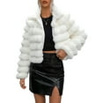 thumbnail image 1 of Women'S Faux Fur Jacket Short Puffy Long Sleeve Coat Winter Warm Furry Coat White S, 1 of 10