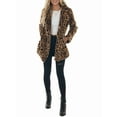 thumbnail image 1 of Women'S Faux Fur Jackets Autumn Winter Leopard Lapel Long Sleeves Coats Loose Fur Coat with Pockets Brown L, 1 of 9