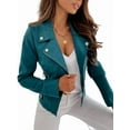 thumbnail image 1 of Women'S Faux Leather Jackets Suede Spring Trendy Outfits 2025 Fall Zip Up Cropped Moto Jakcet Outerwear Blue S, 1 of 9