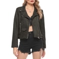 thumbnail image 1 of Women'S Faux Leather Moto Biker Short Coat Jacket Army Green XXL, 1 of 9
