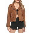 thumbnail image 1 of Women'S Faux Leather Moto Biker Short Coat Jacket Brown M, 1 of 9