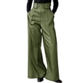 thumbnail image 1 of Women'S Faux Leather Pants Pu High Waist Wide Leg Pants With Pockets Pleated Fall Winter Fashion Flare Trousers, 1 of 4