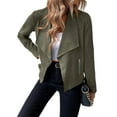 thumbnail image 1 of Women'S Faux Suede Jackets Fashion Fall Clothes Long Sleeve Open Front Cropped Coat Outwear Army Green M, 1 of 9