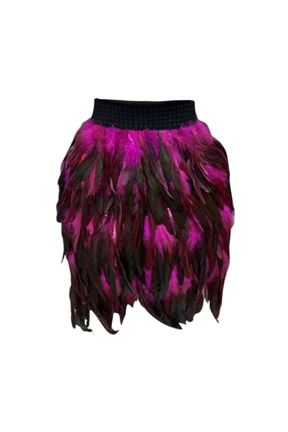 Women'S Feather Skirt Tulle Tutu Bustle Tie-On Belt Gothic Shrug Mini Dance Skirts For Halloween Carnival Christmas Easter