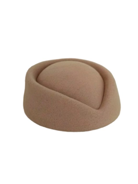 Women'S Felt Pillbox Hat, Vintage Teardrop Stewardess Cap For Flight Attendant Uniform, Wedding & Cocktail Party Khaki One Size
