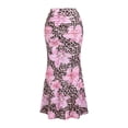 thumbnail image 1 of Women'S Fishtail Skirt Elegant Floral Ruched Skinny Bodycon Ruffle Long Skirts Powder Pink L, 1 of 8