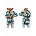 thumbnail image 1 of Women'S Flannel Plaid Shacket Fall Outfits Long Sleeve Button Down Shirts Jacket Coats with Side Pockets Green XL, 1 of 7