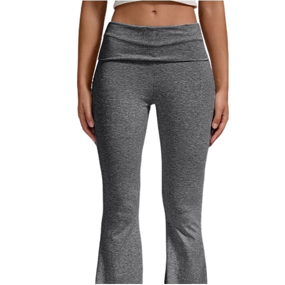Women'S Flare Skinny Pants Fold over Leggings Bell Bottom Slim Fit Yoga Pants Y2k Joggers Dark Gray L