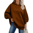 thumbnail image 1 of Women'S Fleece Hooded Sweatshirt, Oversized With Pocket, Soft Long Sleeve Casual Streetwear, Comfortable Four Season Outerwear Wrm Womens Cardigan Thermal Shirts Hoodie (XL, Coffee) ZMTing, 1 of 2