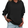 thumbnail image 1 of Women'S Fleece Hoodie, Oversized Long Sleeve Casual Winter Warm Pullover, Loose Fit Side Split Hem Hooded Sweatshirt For Streetwear Wrm Crewneck Sweatshirt Clothes Shirts (XL, Black) ZMTing, 1 of 2