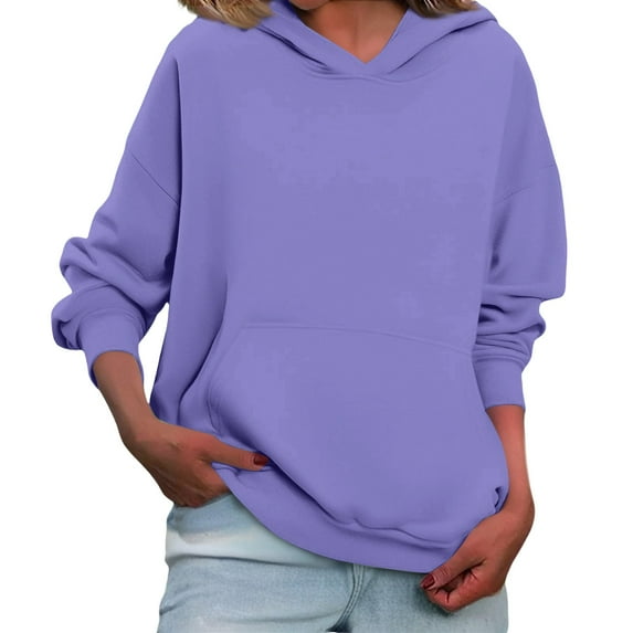 Women'S Fleece Hoodie, Oversized Long Sleeve Casual Winter Warm Pullover, Loose Fit Side Split Hem Hooded Sweatshirt For Streetwear Wrm Cute Sweater Spooky Hoodies Sweatshirt (XXL, Light Purple)