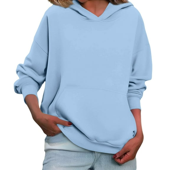 Women'S Fleece Hoodie, Oversized Long Sleeve Casual Winter Warm Pullover, Loose Fit Side Split Hem Hooded Sweatshirt For Streetwear Wrm Summer Cardigan Hoodie Tops Hoodie (S, Light Blue) ZMTing