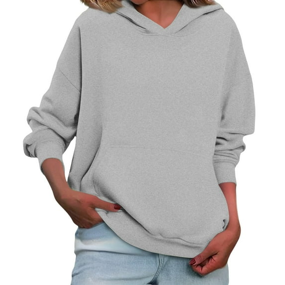 Women'S Fleece Hoodie, Oversized Long Sleeve Casual Winter Warm Pullover, Loose Fit Side Split Hem Hooded Sweatshirt For Streetwear Wrm Tshirts Women Clothes Sweaters (XL, Light Gray) ZMTing