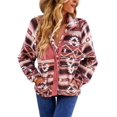 thumbnail image 1 of Women'S Fleece Jacket Print Long Sleeve Button Down Shacket Jacket Coats Red XL, 1 of 8