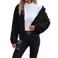 thumbnail image 1 of Women'S Fleece Jacket Women Full Zip Long Sleeve Hooded Coat Outerwear with Pockets Black XL, 1 of 8