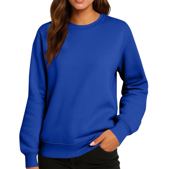 Women'S Fleece-Lined Hoodie, Long Sleeve Crewneck Sweatshirt With Front Pocket, Solid Color Casual Winter Pullover For Streetwear & Daily Wrm Sweatshirts Cardigan (XL, Blue) ZMTing