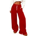 thumbnail image 1 of Women'S Fleece Lined Sweatpants Foldover Waistband Drawstring Wide Leg Sweat Pants Fashion Lounge Pants With Pockets, 1 of 9