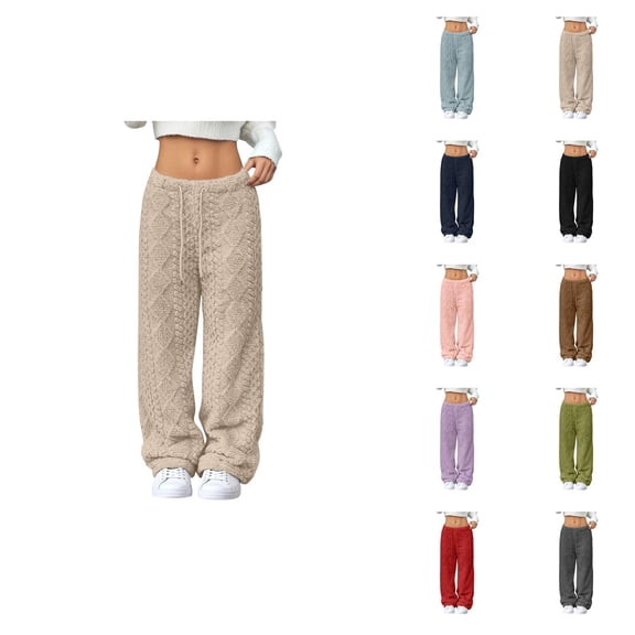 Women'S Fleece Pajama Pants 2026 Winter Comfort Warm Drawstring Elastic Waist Loose Pj Pants Sleepwear Bottoms