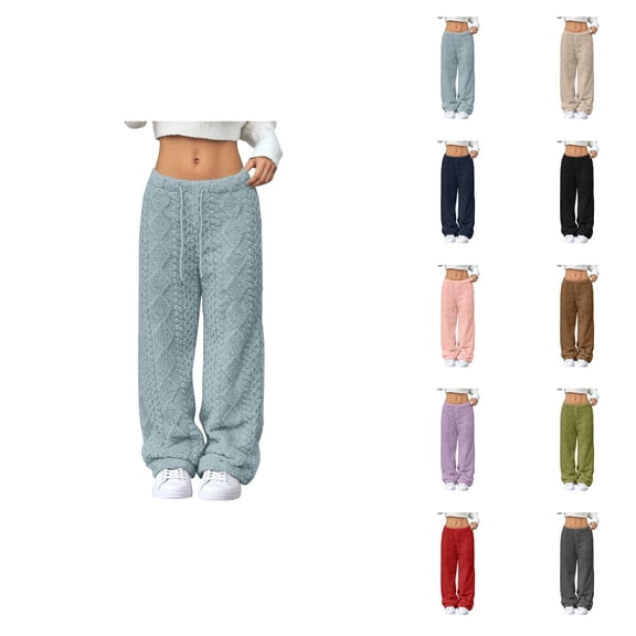 Women'S Fleece Pajama Pants 2026 Winter Comfort Warm Drawstring Elastic Waist Loose Pj Pants Sleepwear Bottoms