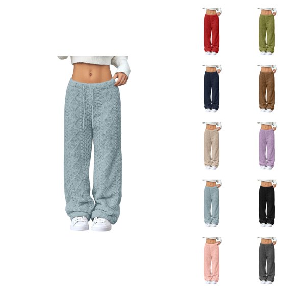 Women'S Fleece Pajama Pants 2026 Winter Soft Thermal Elastic Waist Drawstring Loose Sleepwear Bottoms Pj Pants