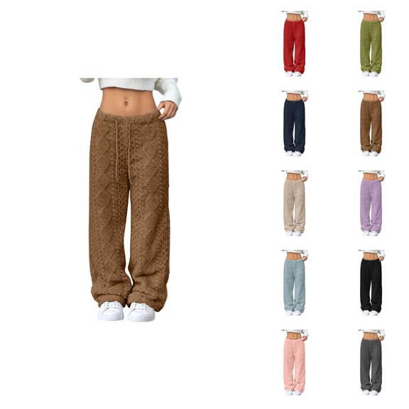 Women'S Fleece Pajama Pants 2026 Winter Soft Thermal Elastic Waist Drawstring Loose Sleepwear Bottoms Pj Pants