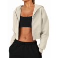 thumbnail image 1 of Women'S Fleece Zip Up Hoodies Cropped Sweatshirts Casual Jackets Trendy Y2K Apricot Color L, 1 of 6