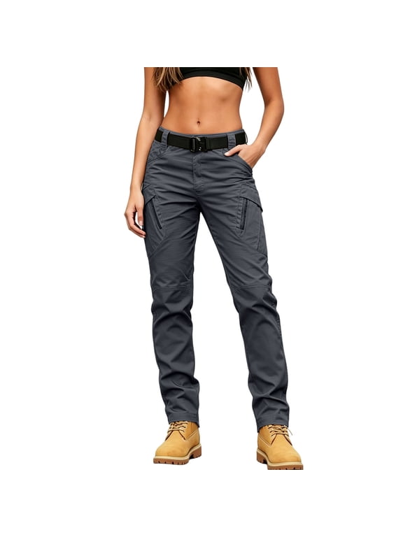Women'S Flex Stretch Cargo Work Pants Straight Quick Dry Pants Water-Resistant Ripstop Fabric,Elastic Waist,Breathable Lightweight,Comfortable For Hiking,Outdoor Track Trousers