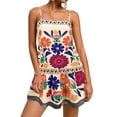 thumbnail image 1 of Women'S Floral Boho Flowy Mini - Dress Ruffle Hem Spaghetti Strap Vacation Tank Dresses  XL, 1 of 7