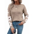 thumbnail image 1 of Women'S Floral Pattern Crewneck Long Sleeve Drop Shoulder Sweaters Pullover Tops S, 1 of 9