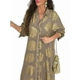 thumbnail image 1 of Women'S Floral Print Boho Dress Side Split Deep V Neck Short Sleeves Maxi Dress A-Line Flowy Maxi Dresses Khaki 4XL, 1 of 5