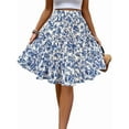 thumbnail image 1 of Women'S Floral Print Ruffle Hem Elastic High Waist Tie Front Skirt  Blue XL, 1 of 8
